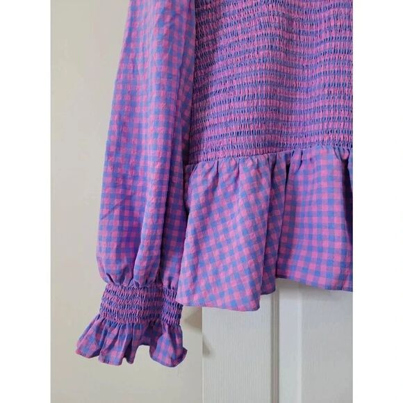 Tuckernuck Hyacinth House Textured Gingham Ruby Blouse XXL - Picture 7 of 11